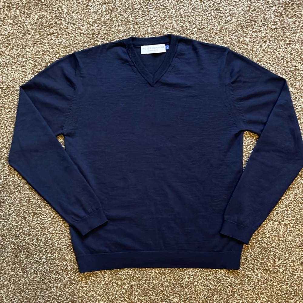 Peter Manning navy V-neck wool sweater size 3 (small)